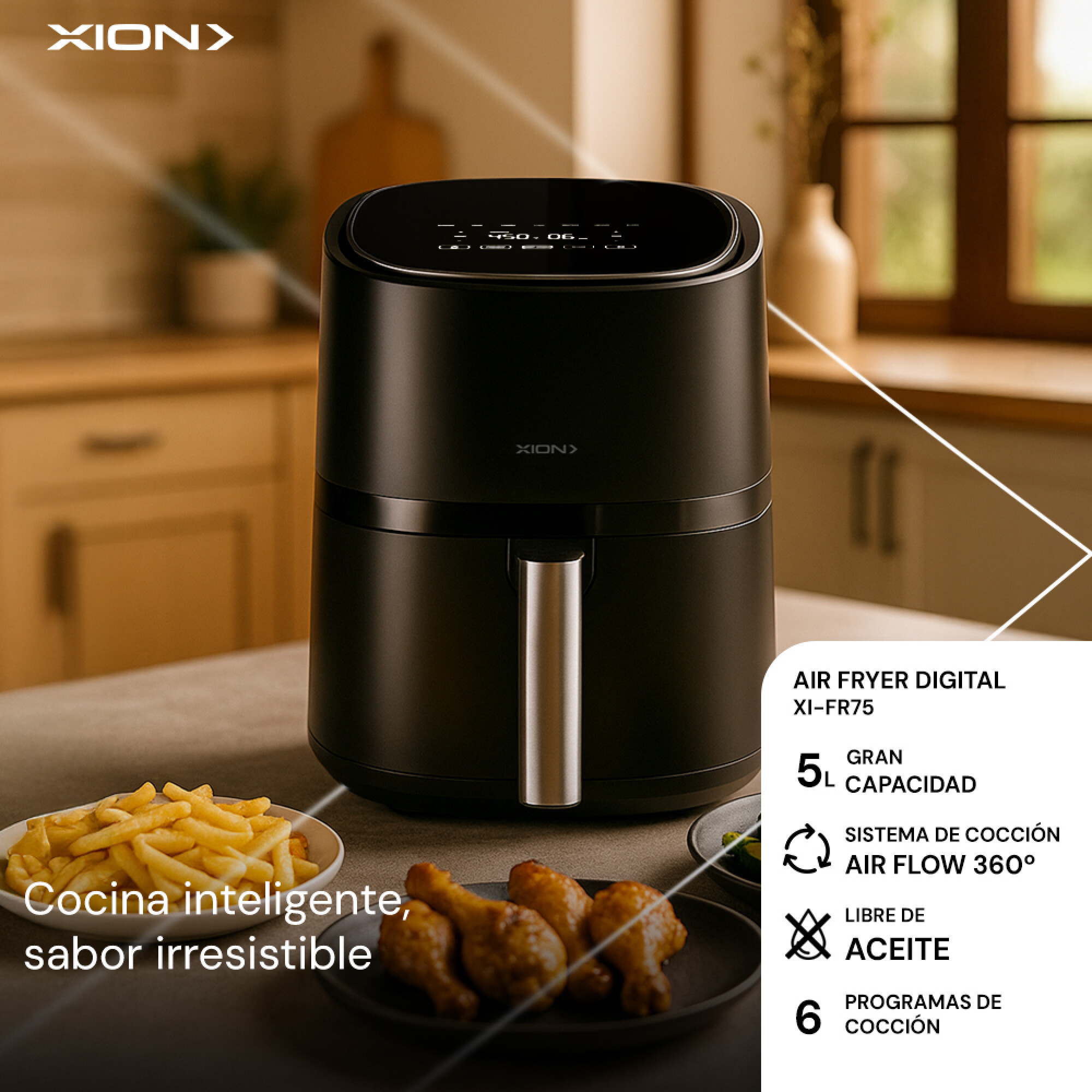 AIRFRYER FREIDORA SIN ACEITE DIGITAL 5L - XION - Imagen 2