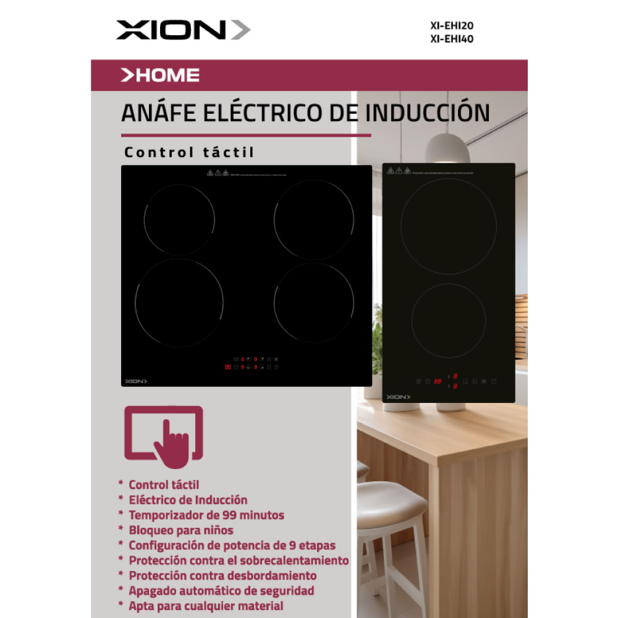 ANAFE ELÉCTRICO DE INDUCCIÓN 2 DISCOS - XION - Imagen 2