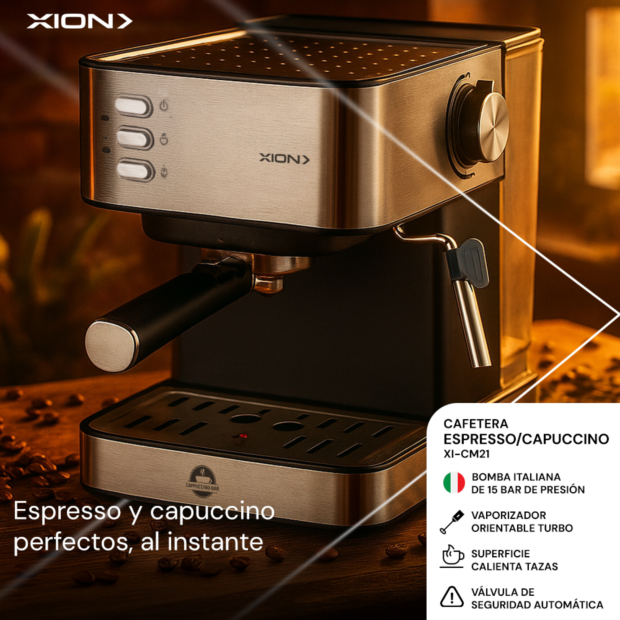 CAFETERA ESPRESSO 15 BARES XI-CM21 - XION - Imagen 2
