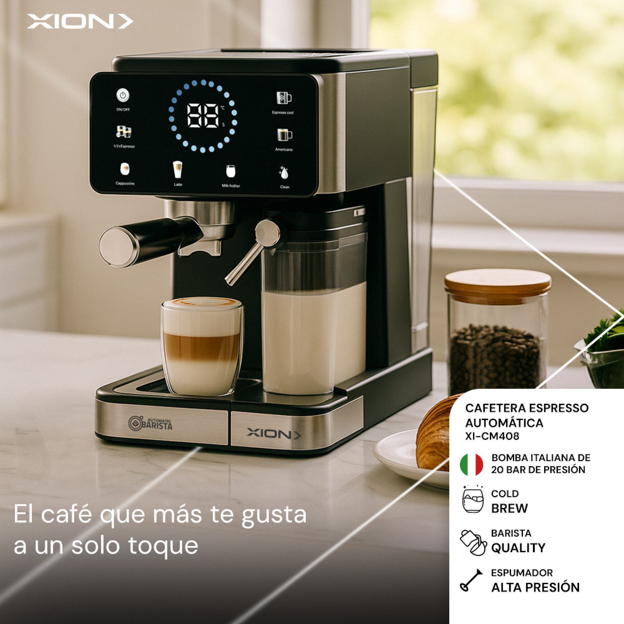 CAFETERA ESPRESSO "CREAM TOUCH" LECHE AUTOMÁTICA - XION - Imagen 2