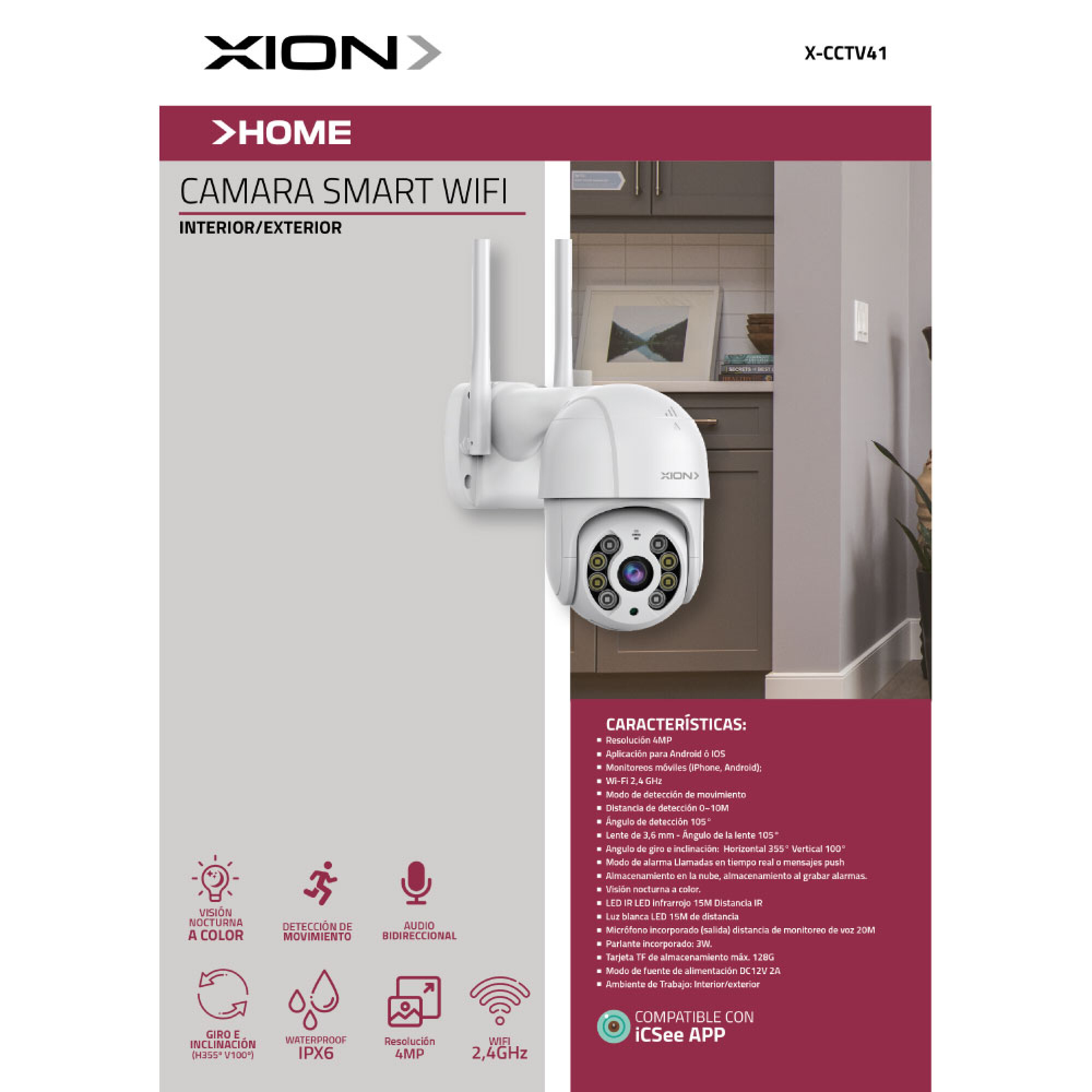 CÁMARA DE SEGURIDAD INTERIOR/EXTERIOR - XION - Imagen 2