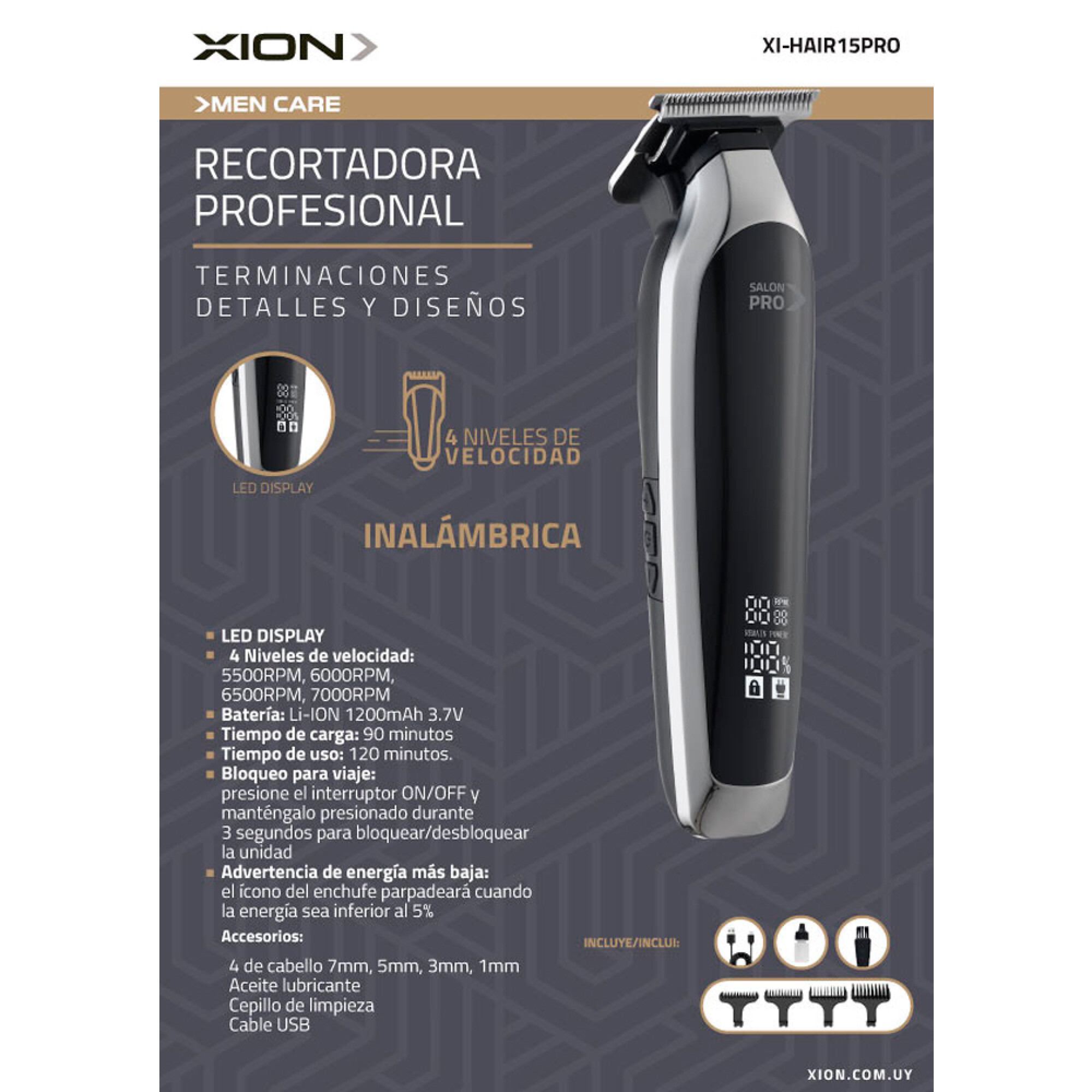 CORTADORA PROFESIONAL INALÁMBRICA - XION - Imagen 2