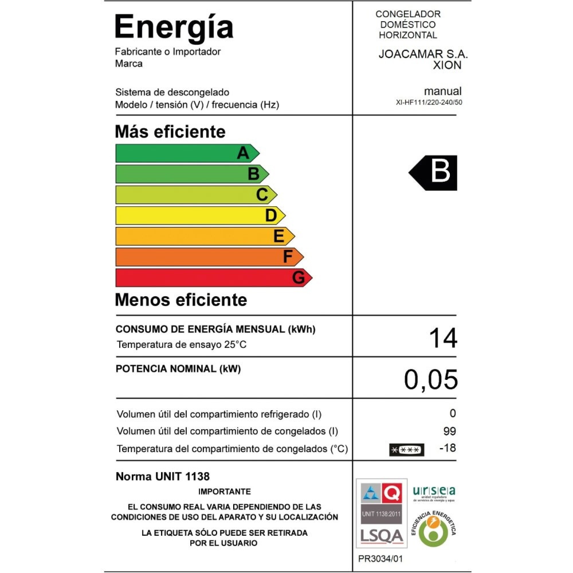 FREEZER HORIZONTAL 100 LITROS XION - XION - Imagen 2