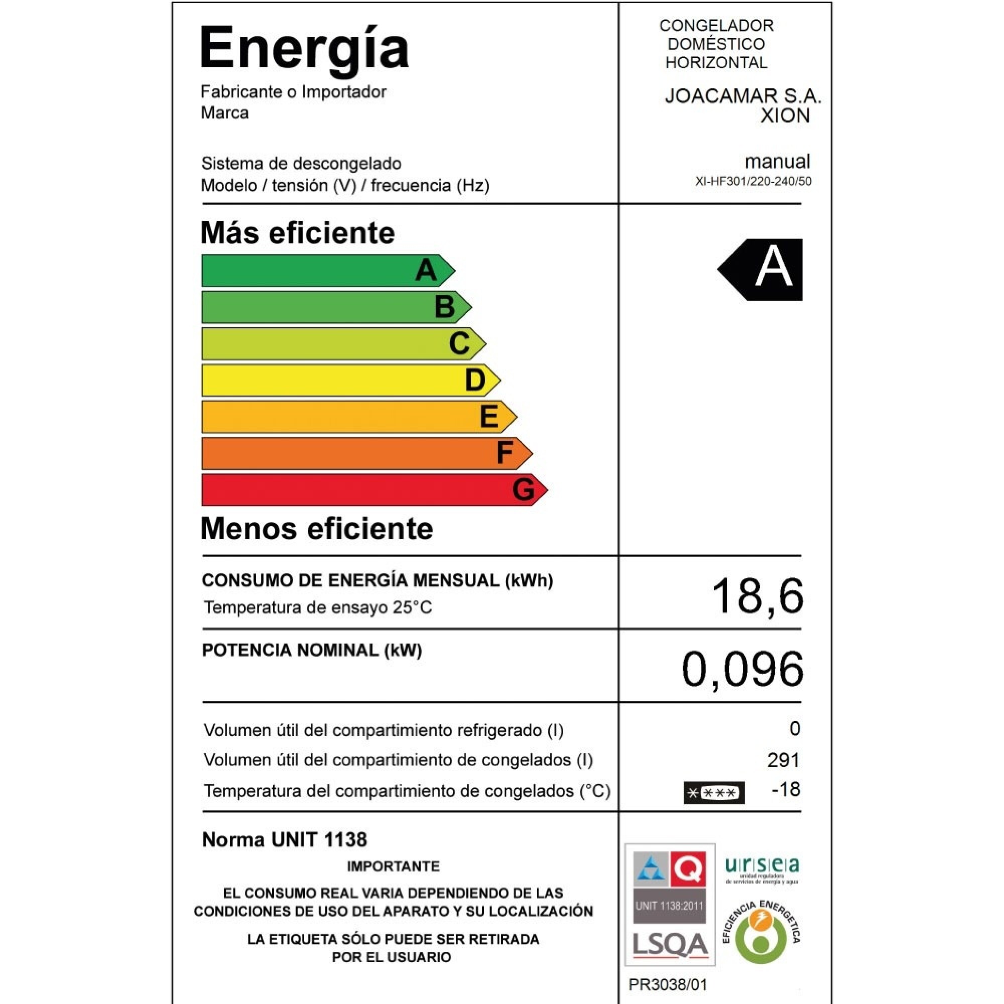 FREEZER HORIZONTAL CAP. 300 LITROS - XION - Imagen 2
