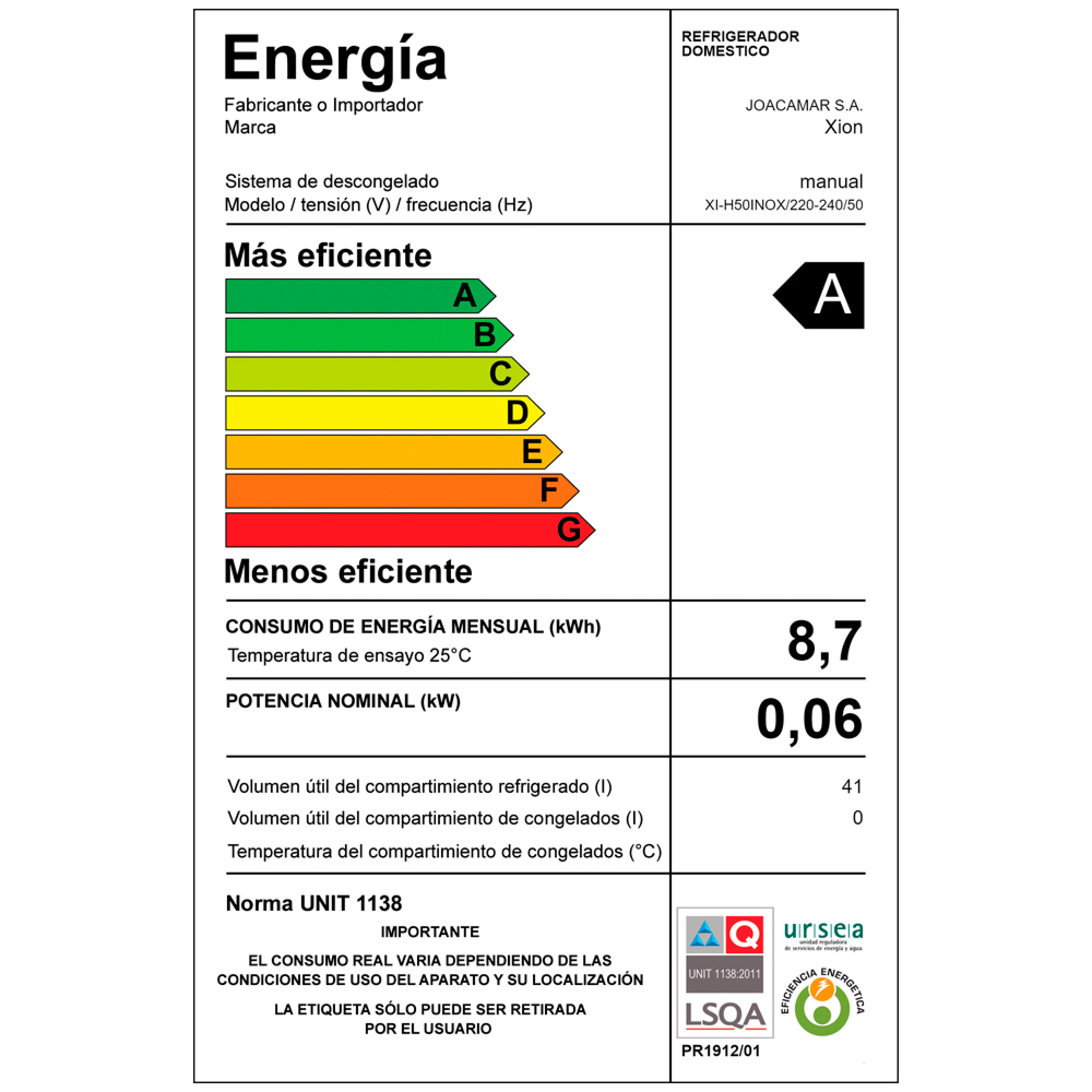 FRIGO BAR 41 LTS. - XION - Imagen 2