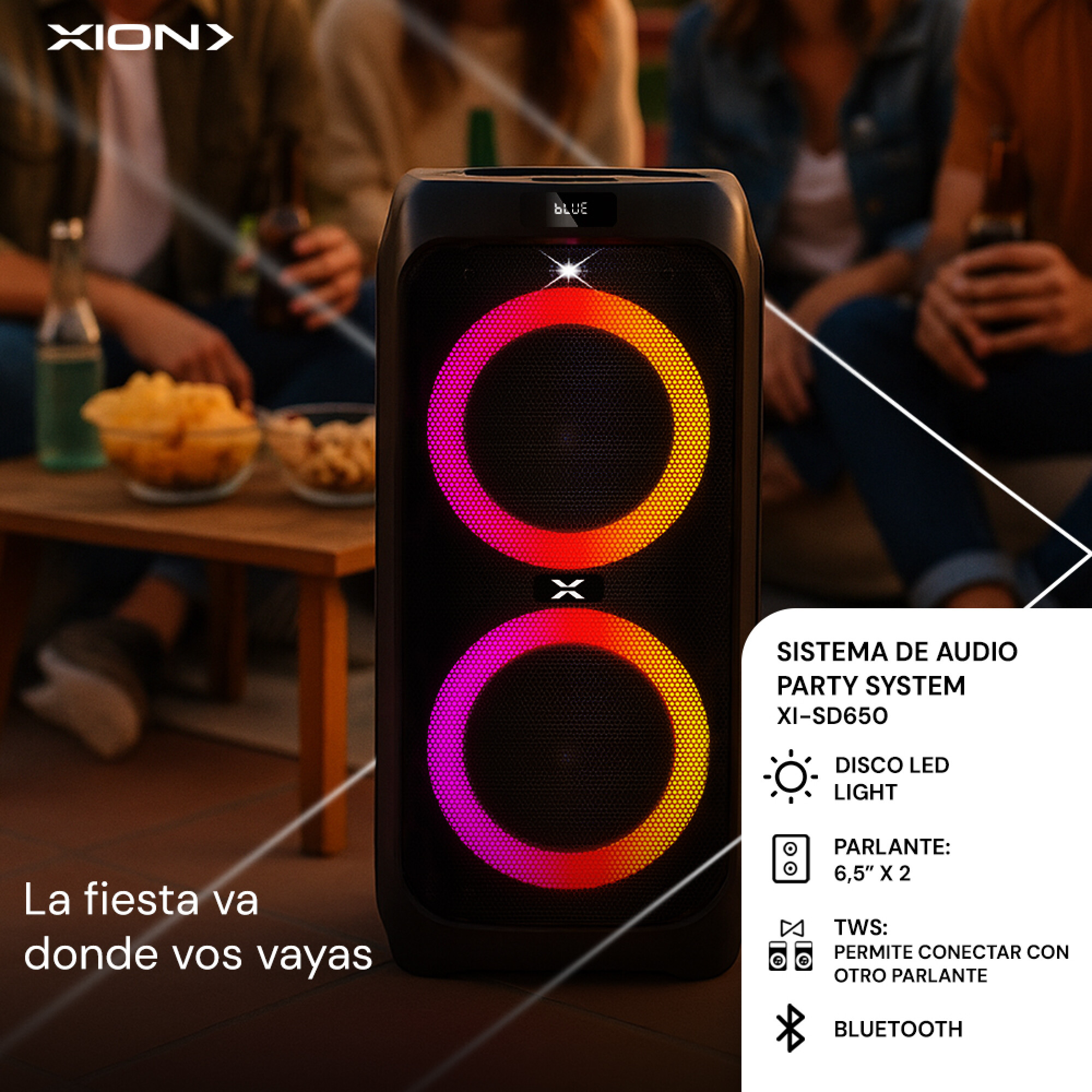 PARLANTE RECARGABLE 6,5"X2 - XION - Imagen 2