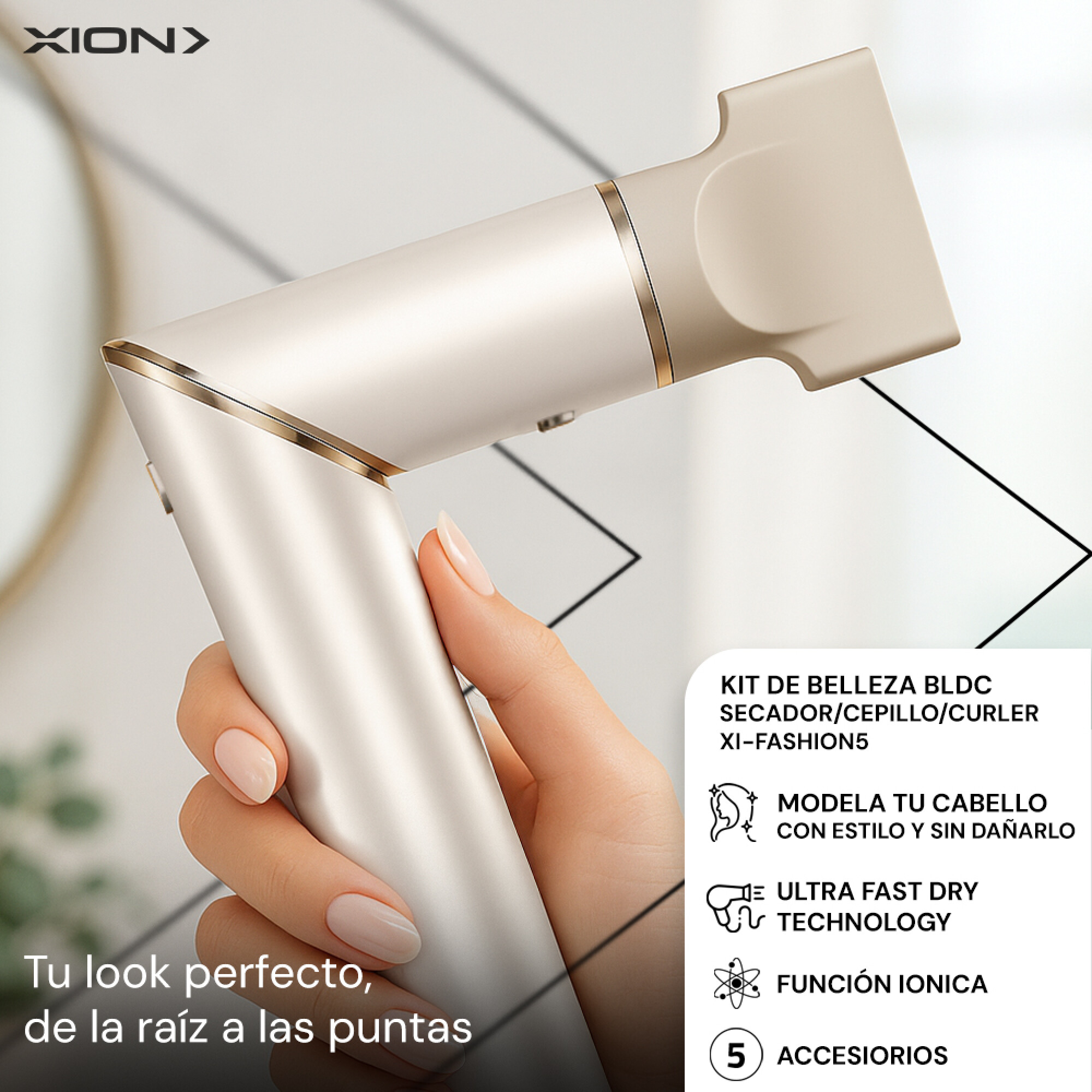 SECADOR DE CABELLO PROFESIONAL 2400W - XION - Imagen 5